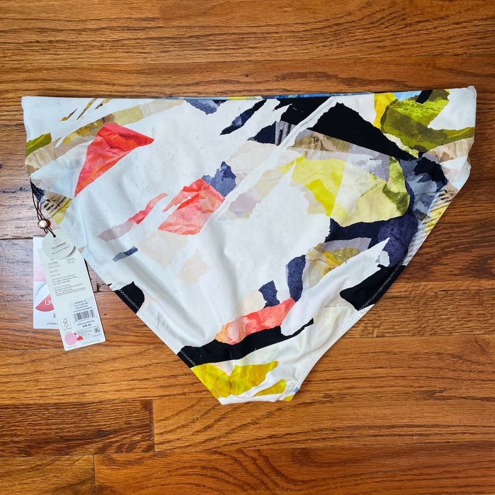 CALIA Bikini Bottoms Womens XL White Mid Rise High Leg Abstract Collage New - Picture 9 of 10